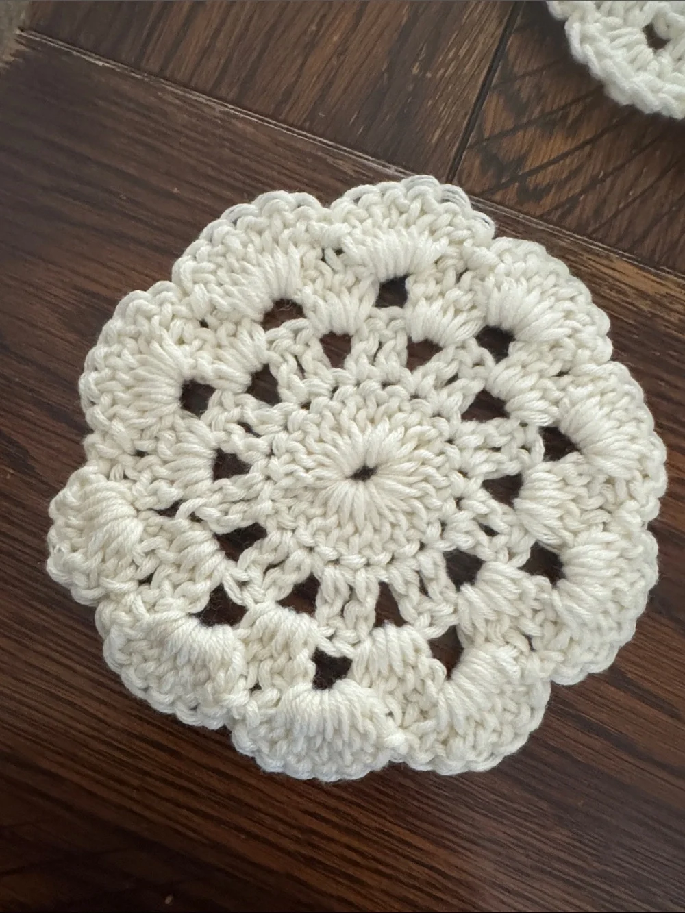Handmade Cream Crochet Dinner Coasters - Set of 4